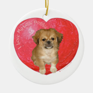 Pekingese / Shih Tzu Valentine's Day Ceramic Tree Decoration