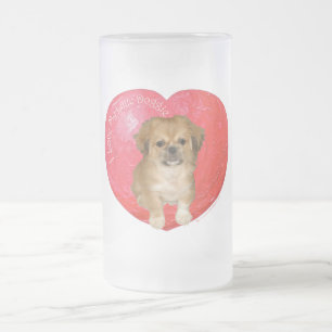 Pekingese / Shih Tzu Valentine's Day Frosted Glass Beer Mug