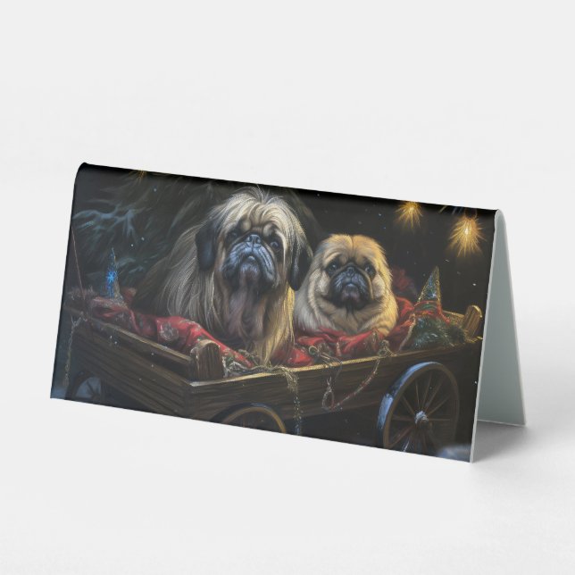 Pekingese Snowy Sleigh Christmas Decor  (Front)