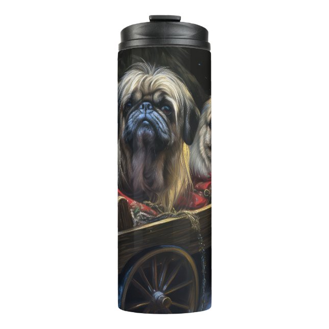 Pekingese Snowy Sleigh Christmas Decor  Thermal Tumbler (Front)