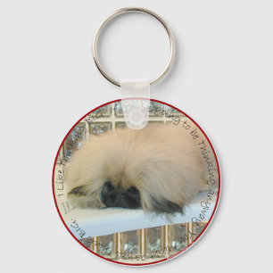 Pekingese Thinking Big Key Ring