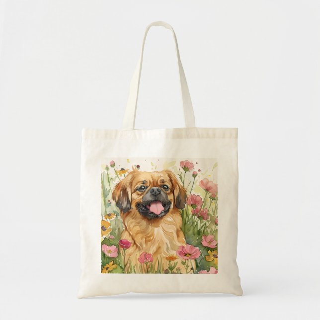 Pekingese Tote Bag – Watercolor Art (Front)