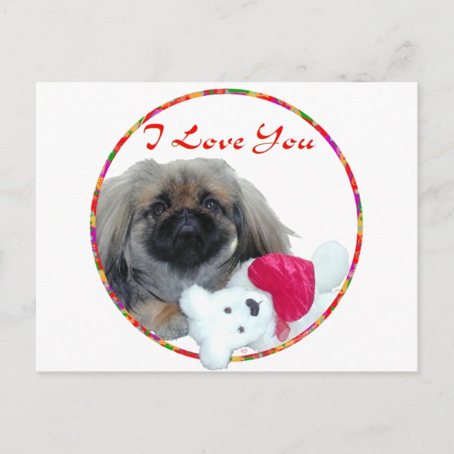 Pekingese Valentine Holiday Postcard (Front)
