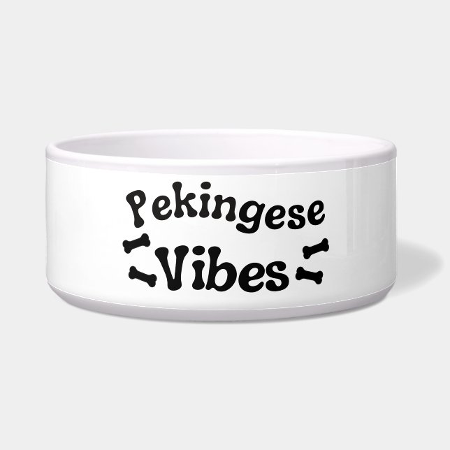 Pekingese Vibes Ceramic Dog Bowl (Left)