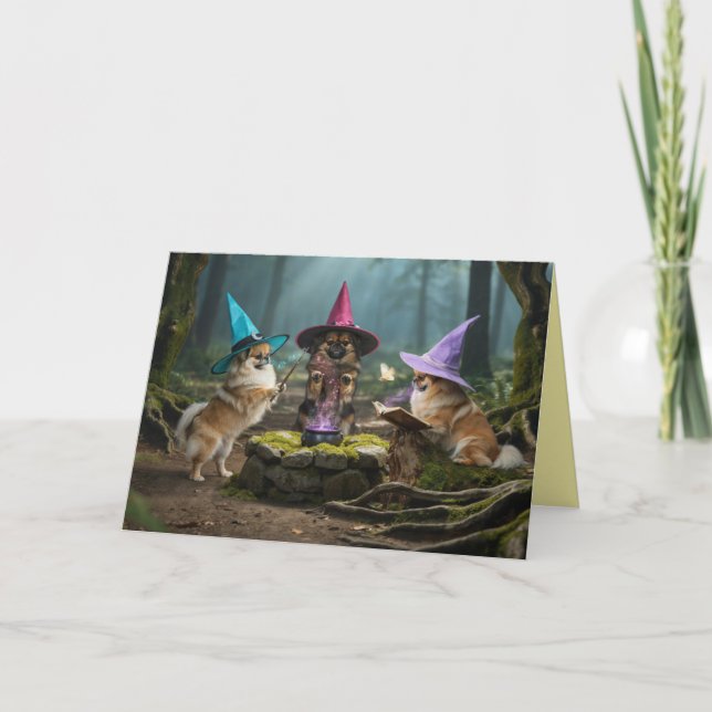 Pekingese  Witch Halloween Card (Front)