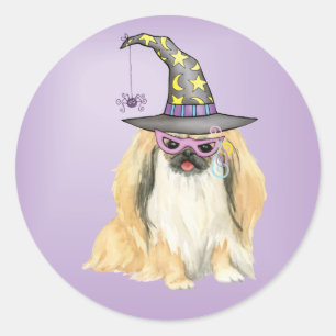 Pekingese Witch Star Sticker