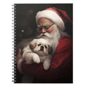 Pekingese With Santa Claus Festive Christmas Notebook