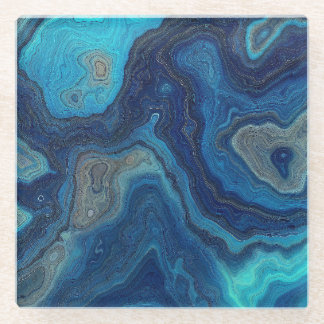 “Pelagic Contours” – An Abstract Seascape Glass Coaster