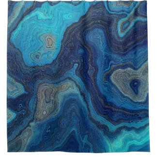 “Pelagic Contours” – An Abstract Seascape Shower Curtain