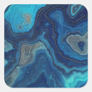 “Pelagic Contours” – An Abstract Seascape Square Sticker