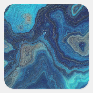 “Pelagic Contours” – An Abstract Seascape Square Sticker