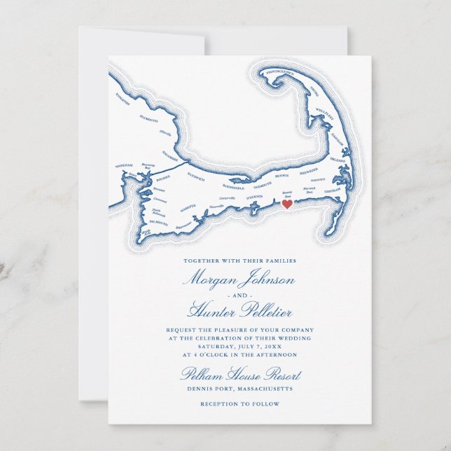 Pelham House Resort Wedding Invitation | Cape Cod (Front)