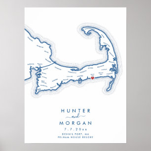 Pelham House Resort Wedding Navy Guest Book Poster