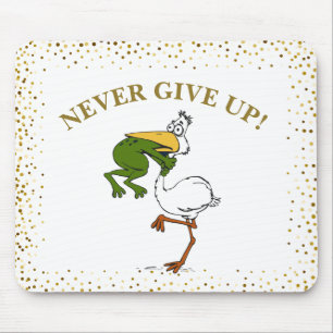 Pelican and Frog Never Give Up Mouse Mat