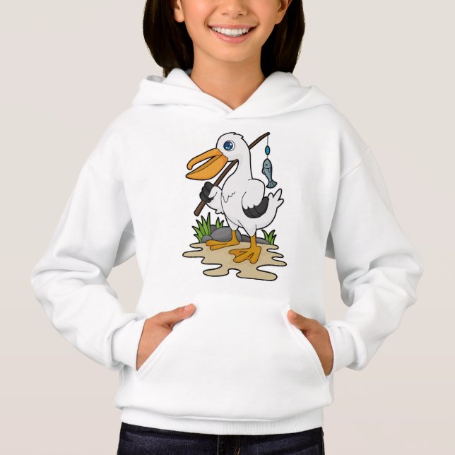 Pelican as Fisher with Fishing rod & Fish (Front)