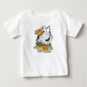 Pelican as Fisher with Fishing rod & Fish Baby T-Shirt