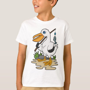 Pelican as Fisher with Fishing rod & Fish T-Shirt