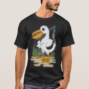 Pelican as Fisher with Fishing rod & Fish T-Shirt