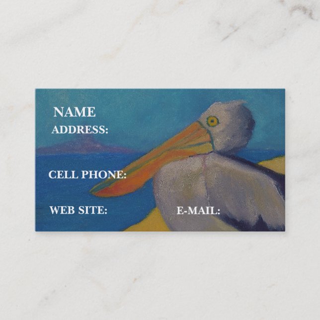 "PELICAN At The Beach," - Business Card (Front)