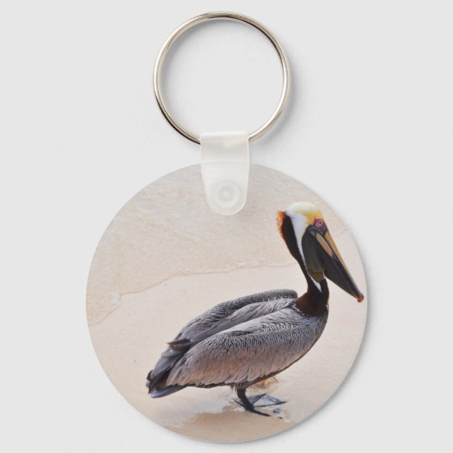 Pelican at the beach key ring (Front)