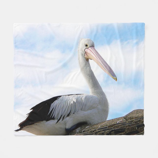 Pelican Bird Fleece Blanket (Front (Horizontal))