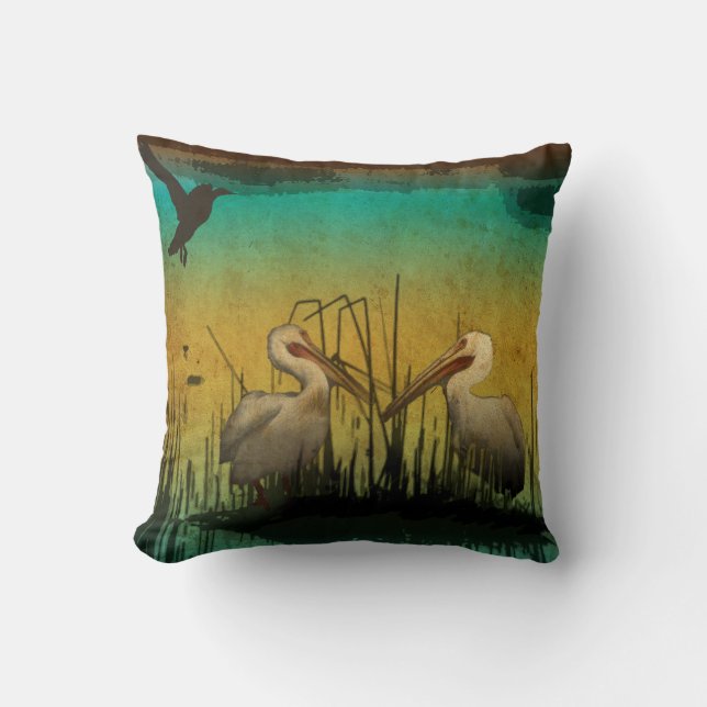 Pelican Bird Pillow (Front)