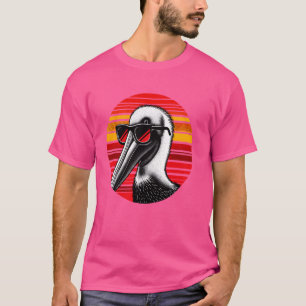 Pelican Bird Sunglasses Sunset Retro Style Vintage T-Shirt