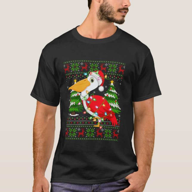 Pelican Bird Xmas Sweater Style Ugly Santa Pelican (Front)