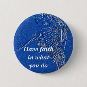 Pelican,Blue art_ 6 Cm Round Badge