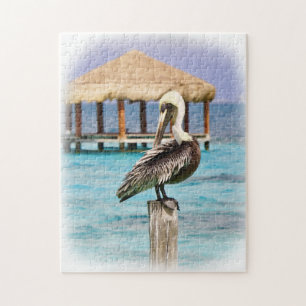 Pelican Blue Water Tropical Island Jigsaw Puzzle