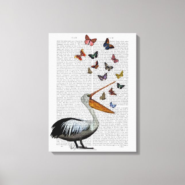 Pelican & Butterflies Canvas Print (Front)