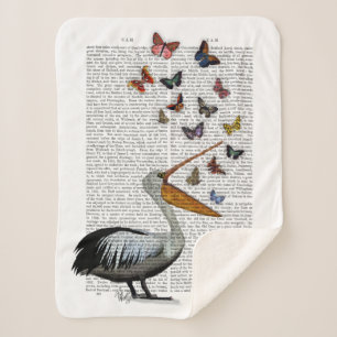 Pelican & Butterflies Sherpa Blanket
