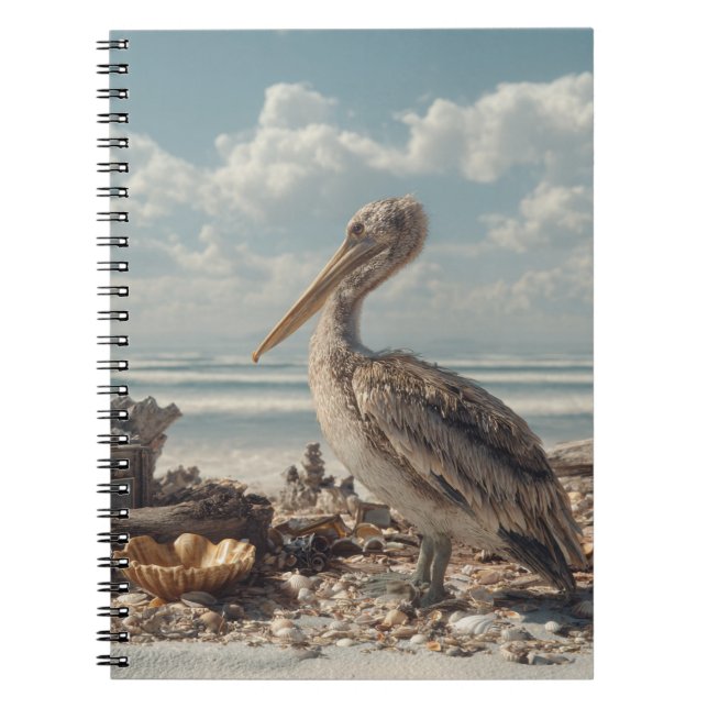Pelican by Seashell Shore Notebook (Front)