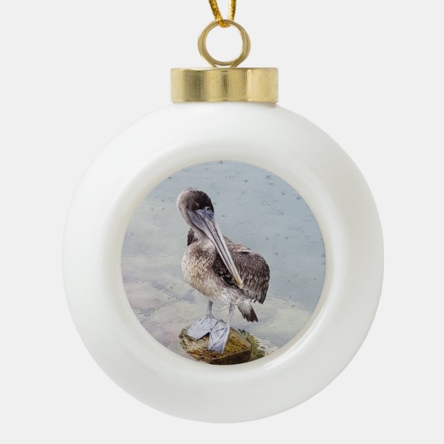 Pelican Days Ceramic Ball Christmas Ornament (Front)