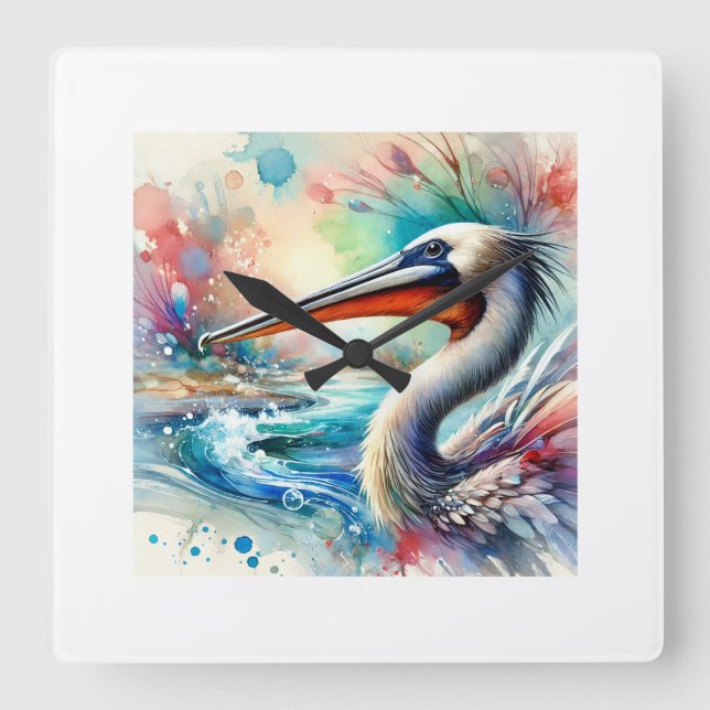 Pelican Eel Serenity 070824AREF136 - Watercolor Square Wall Clock (Front)