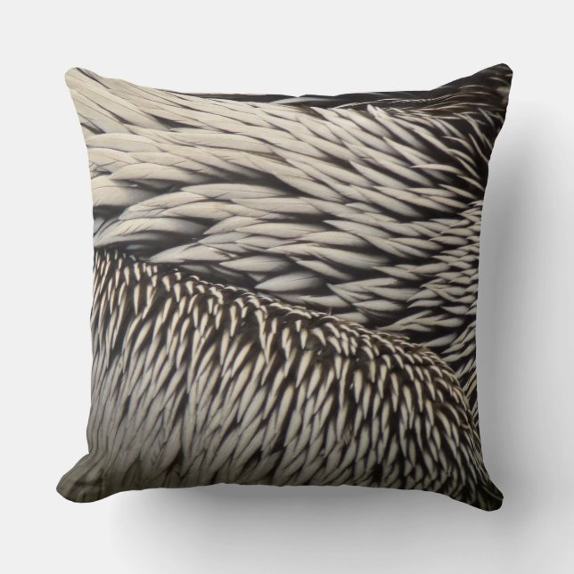 Pelican Feathers Abstract Nature Photography Cushion (Front)