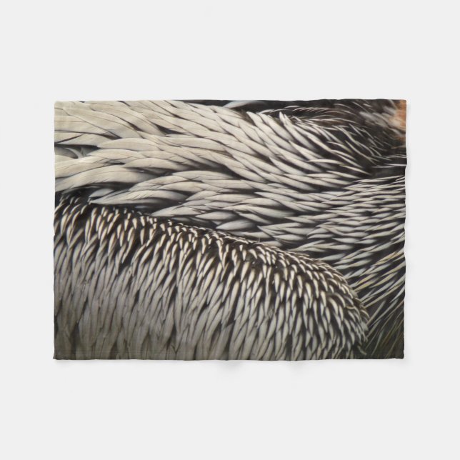 Pelican Feathers Abstract Nature Photography Fleece Blanket (Front (Horizontal))