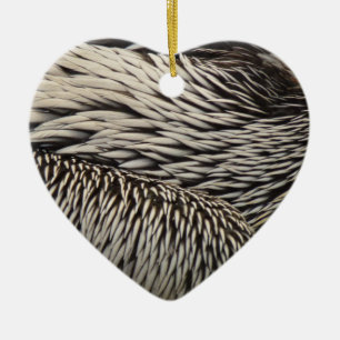Pelican Feathers Grey Nature Photo Ceramic Tree Decoration
