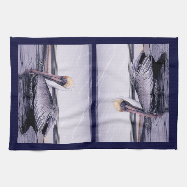 Pelican Gliding Tea Towel (Horizontal)
