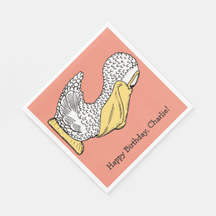 Pelican illustration custom text paper napkins
