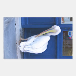 Pelican in Greece Rectangular Sticker