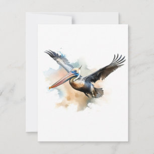 Pelican In Watercolors Holiday Card