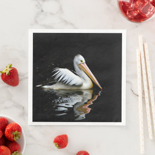 Pelican, large white bird, napkin