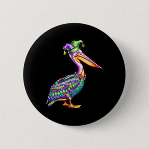 Pelican Mardi Gras Carnival Animal Lover Mens Wome 6 Cm Round Badge