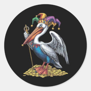 Pelican Mardi Gras Carnival Animal Lover Mens Wome Classic Round Sticker