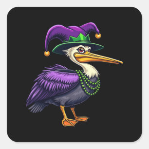Pelican Mardi Gras – Carnival Fun for Animal Lover Square Sticker