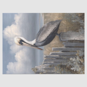 Pelican on a Fence Decoupage Tissue Paper