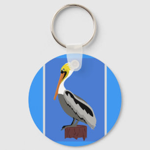 Pelican on a Piling Key Ring