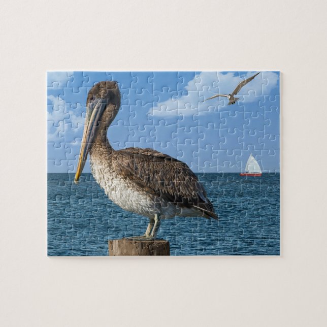 Pelican on a Post Puzzle (Horizontal)