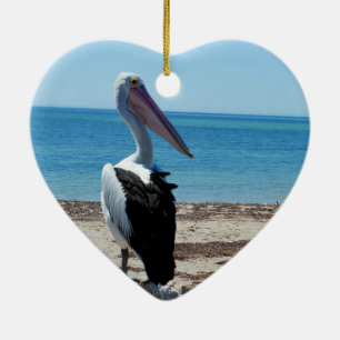 Pelican On Beach Rock, Ceramic Tree Decoration